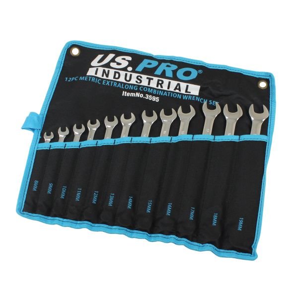 US PRO 12pc Metric Extra Long Combination Wrench Set 819mm 3595 DSD