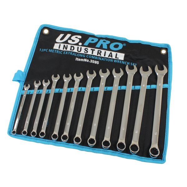 US PRO 12pc Metric Extra Long Combination Wrench Set 819mm 3595 DSD