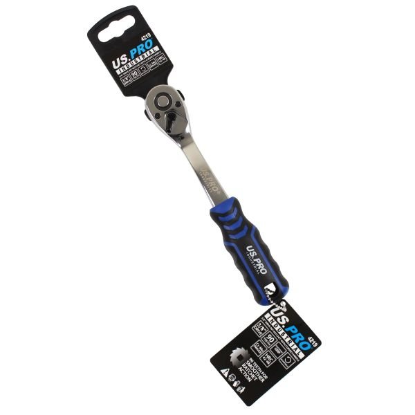 US PRO 3/8″ Drive 90T Ratchet With Curved Handle With Grip 4219 DSD TOOLS